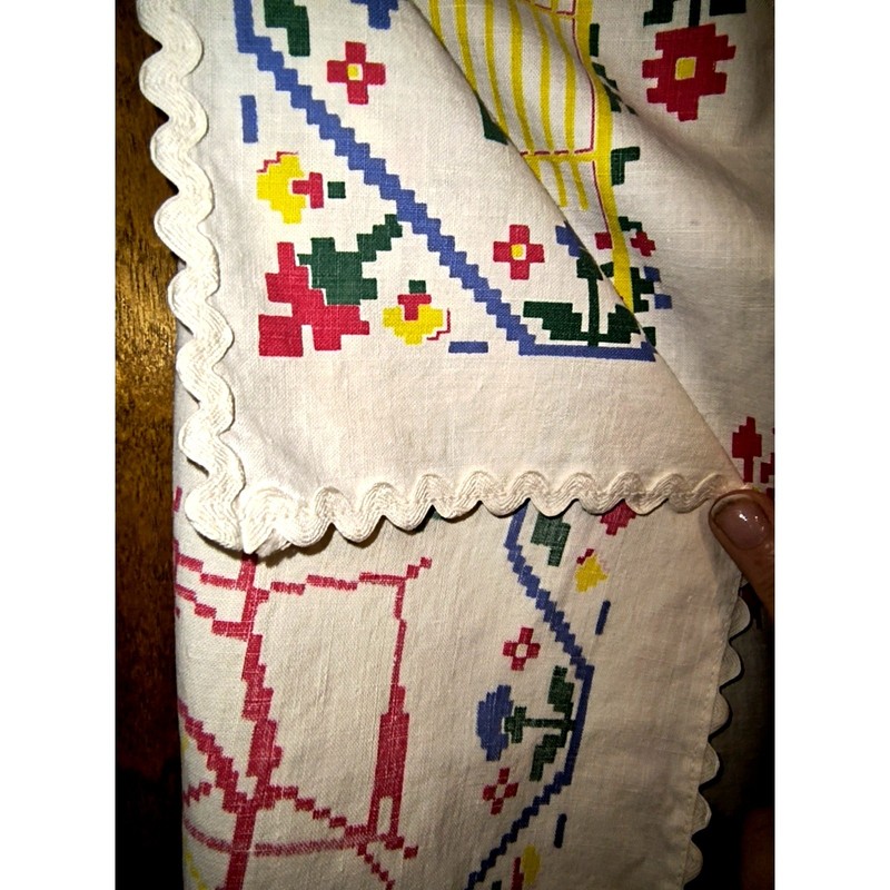 1625. Tablecloth Cotton Patterned with Ric Rac Trim gallery