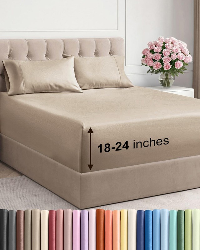 Extra Deep Queen Sheet Set - 4 Piece Breathable & Cooling Bed Sheets - Easily... gallery