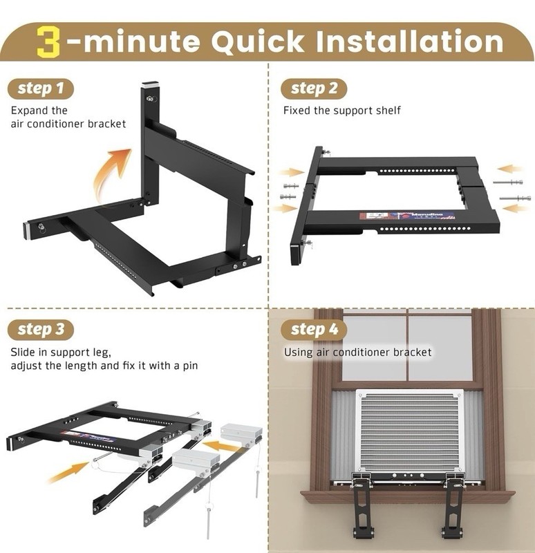 Upgraded No-Drill Window AC Bracket, Adjustable Window Air Conditioner Support gallery