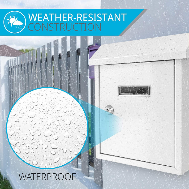 Weatherproof Wall Mount Locking Mailbox Galvanized Steel Drop Box with Metal Fla gallery
