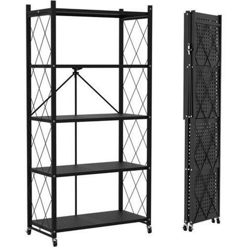 5-Tier Heavy-Duty Storage Rack – Foldable Shelving Wheels Kitchen Garage Sturdy gallery
