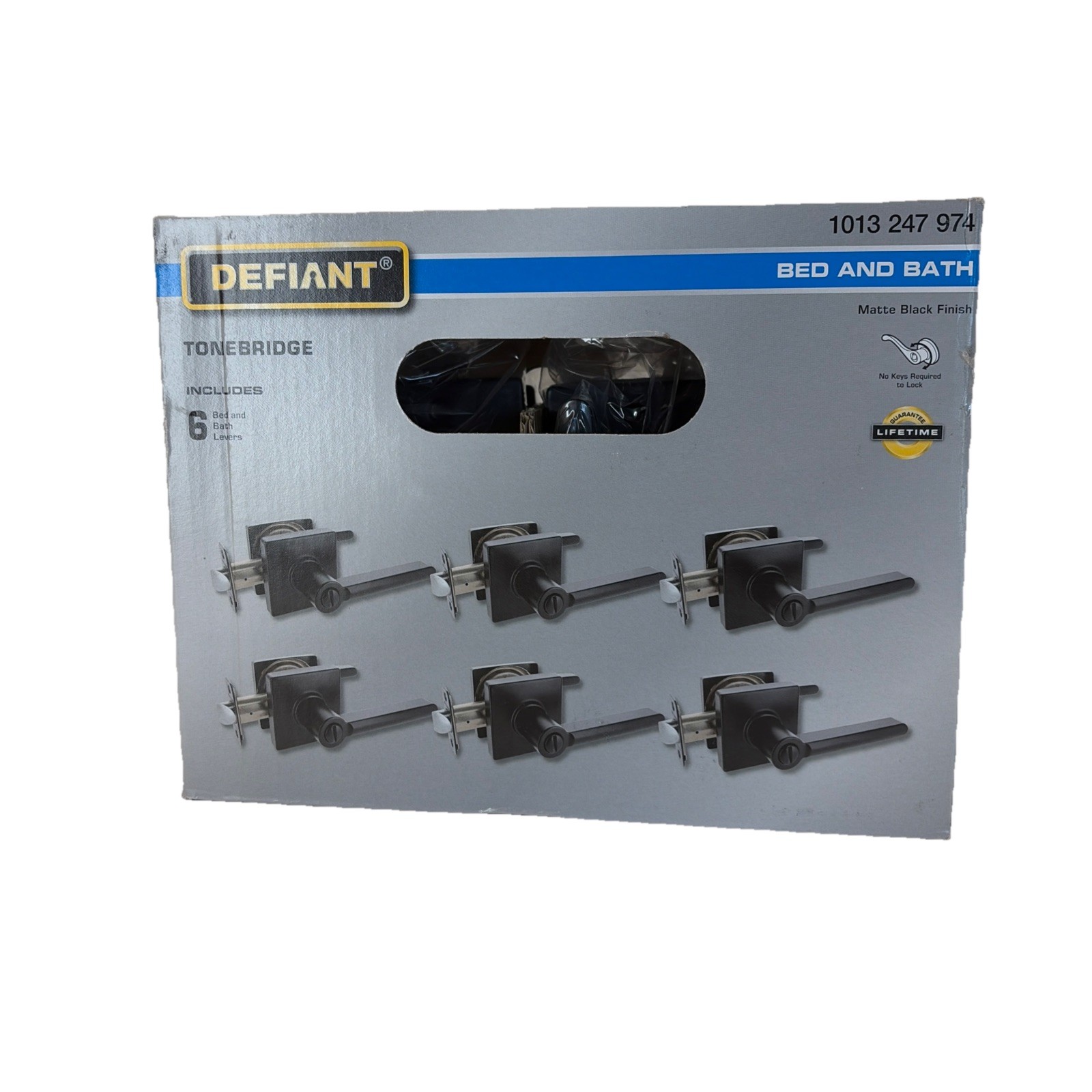 6 Defiant Tonebridge Matte Black Bed and Bath Door Lever Locking Privacy 6 Pack gallery