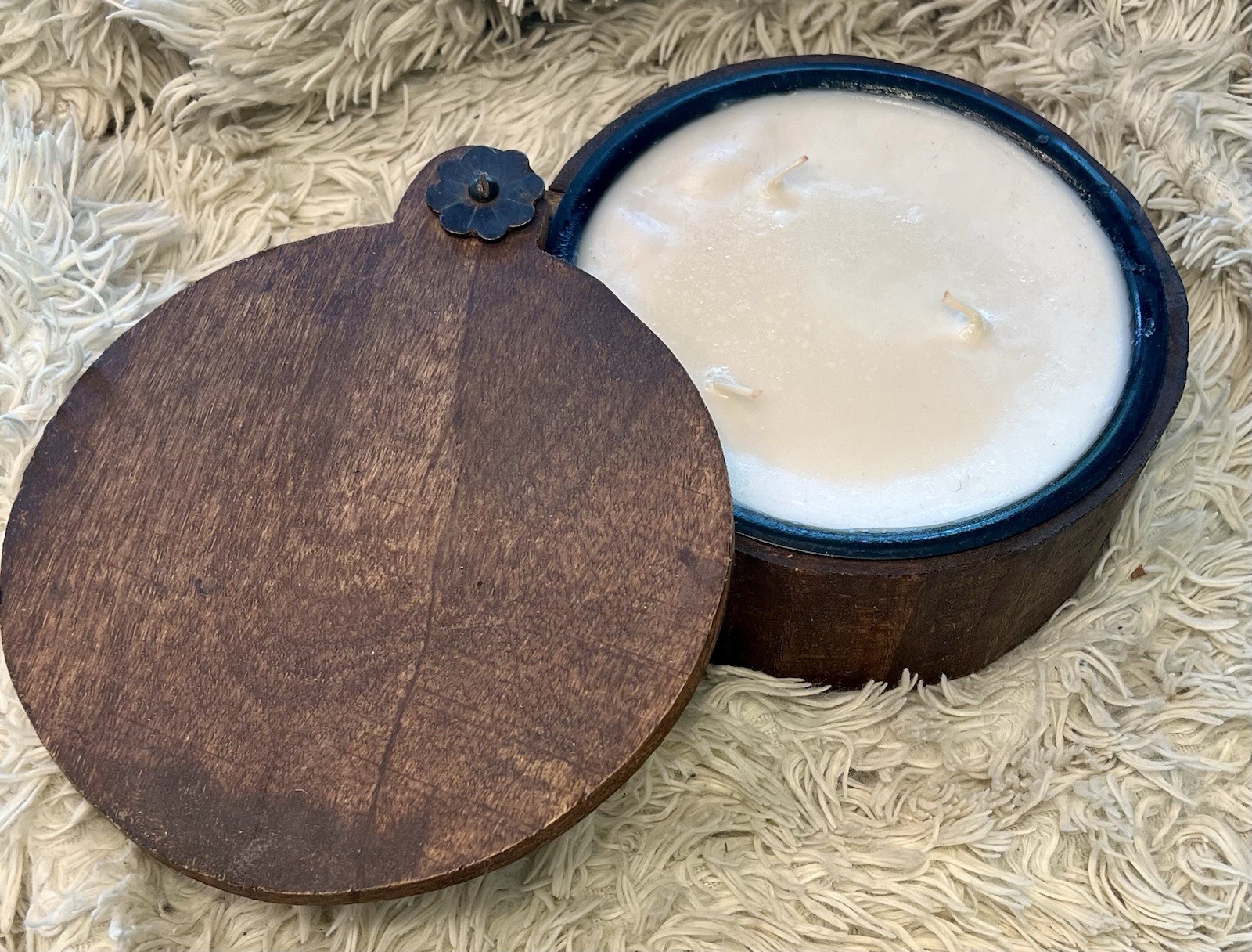 Himalayan Trading Post Handmade Candle Sunlight in Forest Medium Wood Spice Pot gallery