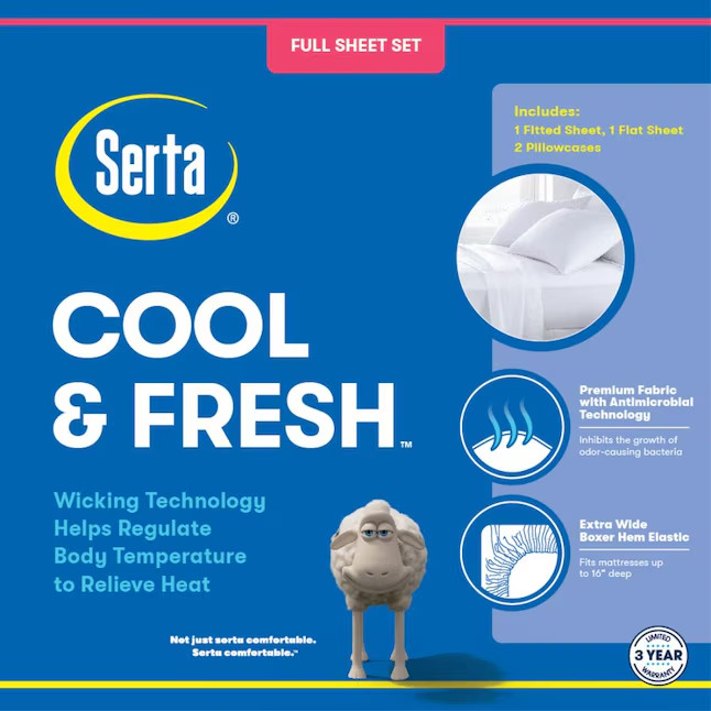 SERTA COOL & CLEAN 4-PC. FULL SIZE Microfiber Sheet Set W/ Antimicrobial - NEW! gallery