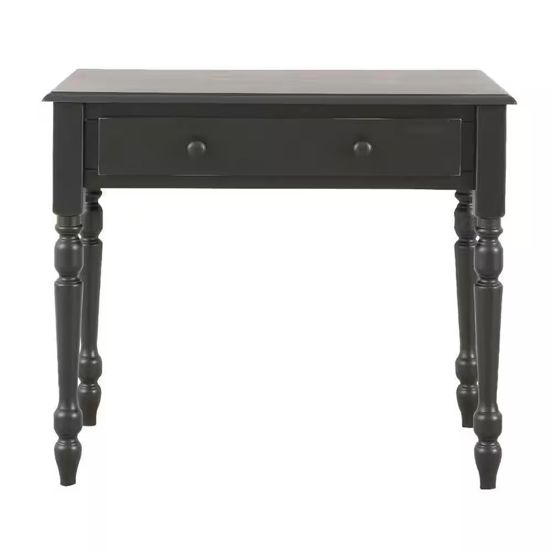 34 In. Rectangular Antique Black Writing Desk with Keyboard Tray gallery