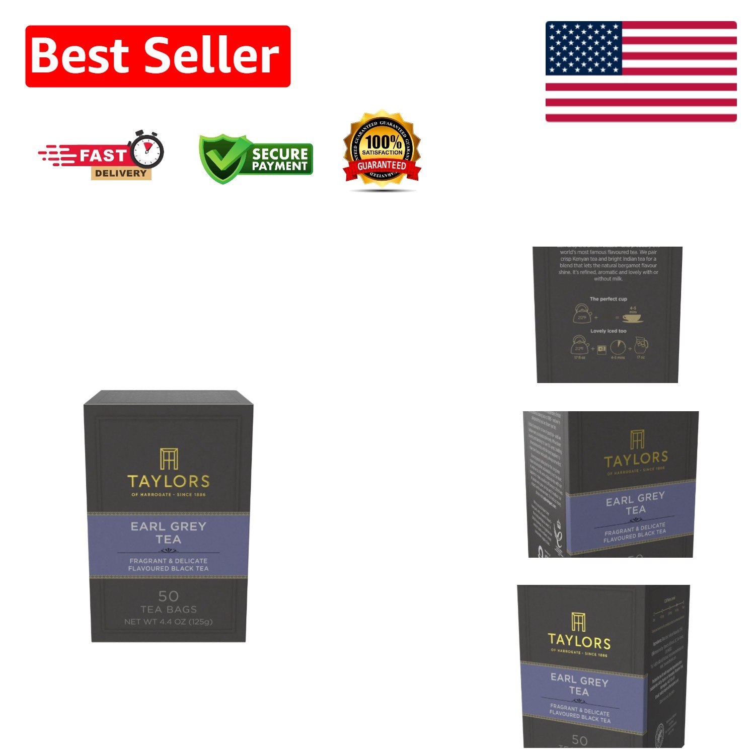 50 Count Earl Grey Black Tea Bags, Perfectly Caffeinated, Allergen-Free, Natural gallery