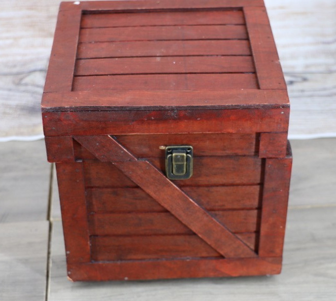 Rustic Wooden Storage Crate Box Farmhouse Decor w Lid Latch Distressed gallery