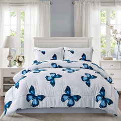 Lightweight Microfiber 3 Piece Comforter Set with 2 Shams, Butterfly Pattern Bed