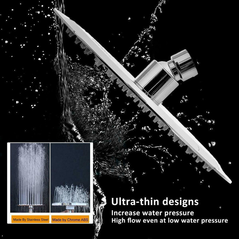 8in Round / Square Rainfall Shower Head Chrome Stainless Steel Bath Rain Sprayer gallery