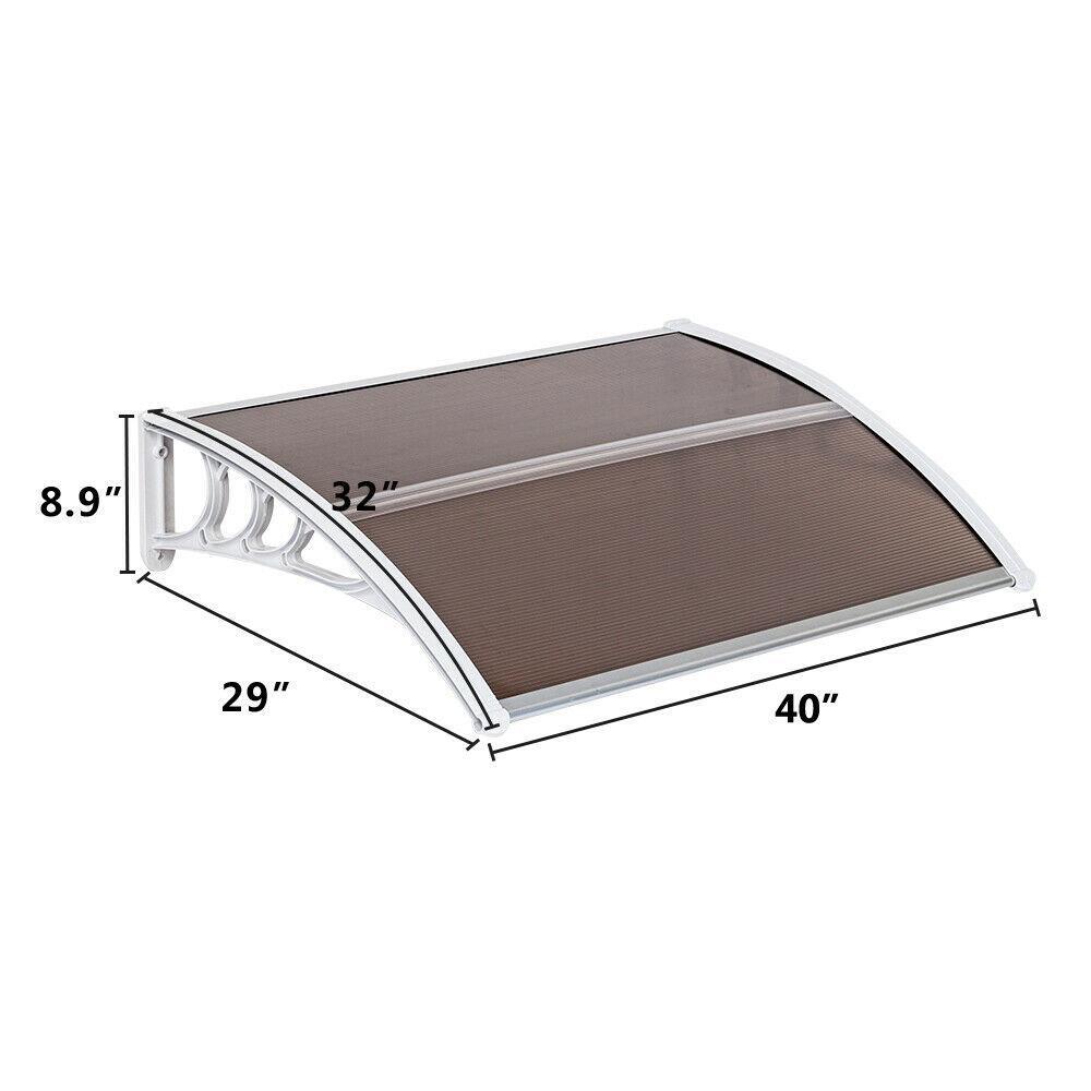 DIY 40"x 32" Window Canopy Awning Polycarbonate Front Door Patio Outdoor