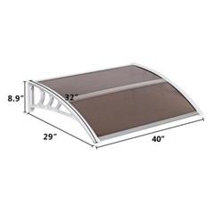 DIY 40″x 32″ Window Canopy Awning Polycarbonate Front Door Patio Outdoor