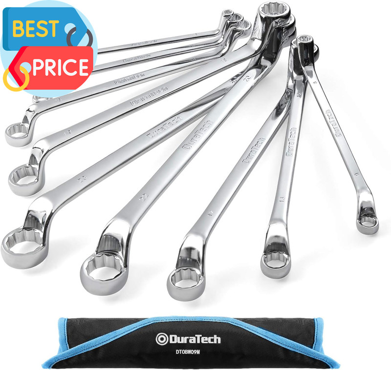 Offset Box Wrench Set, Metric, 9-Piece, 6-23Mm, 75-Degree, CR-V Steel, Organized gallery