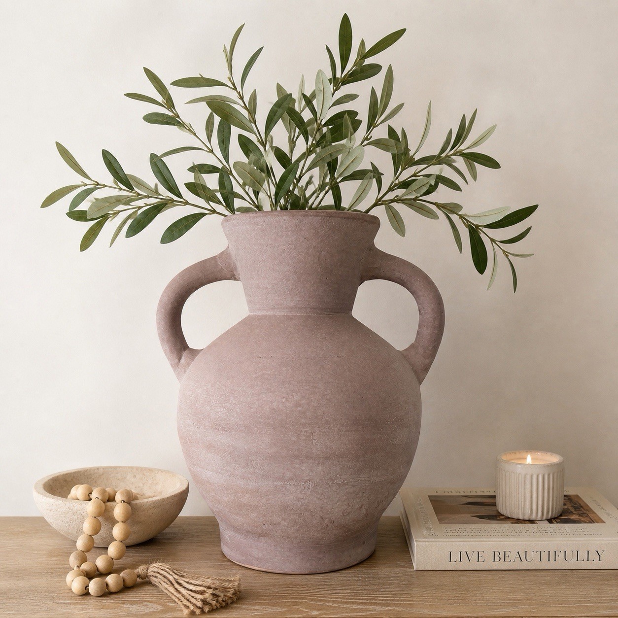 Ceramic Vase-Double Handle, Boho Ceramic Pottery 10inch, Farmhouse Decor Rustic gallery