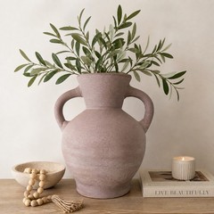 Ceramic Vase-Double Handle, Boho Ceramic Pottery 10inch, Farmhouse Decor Rustic