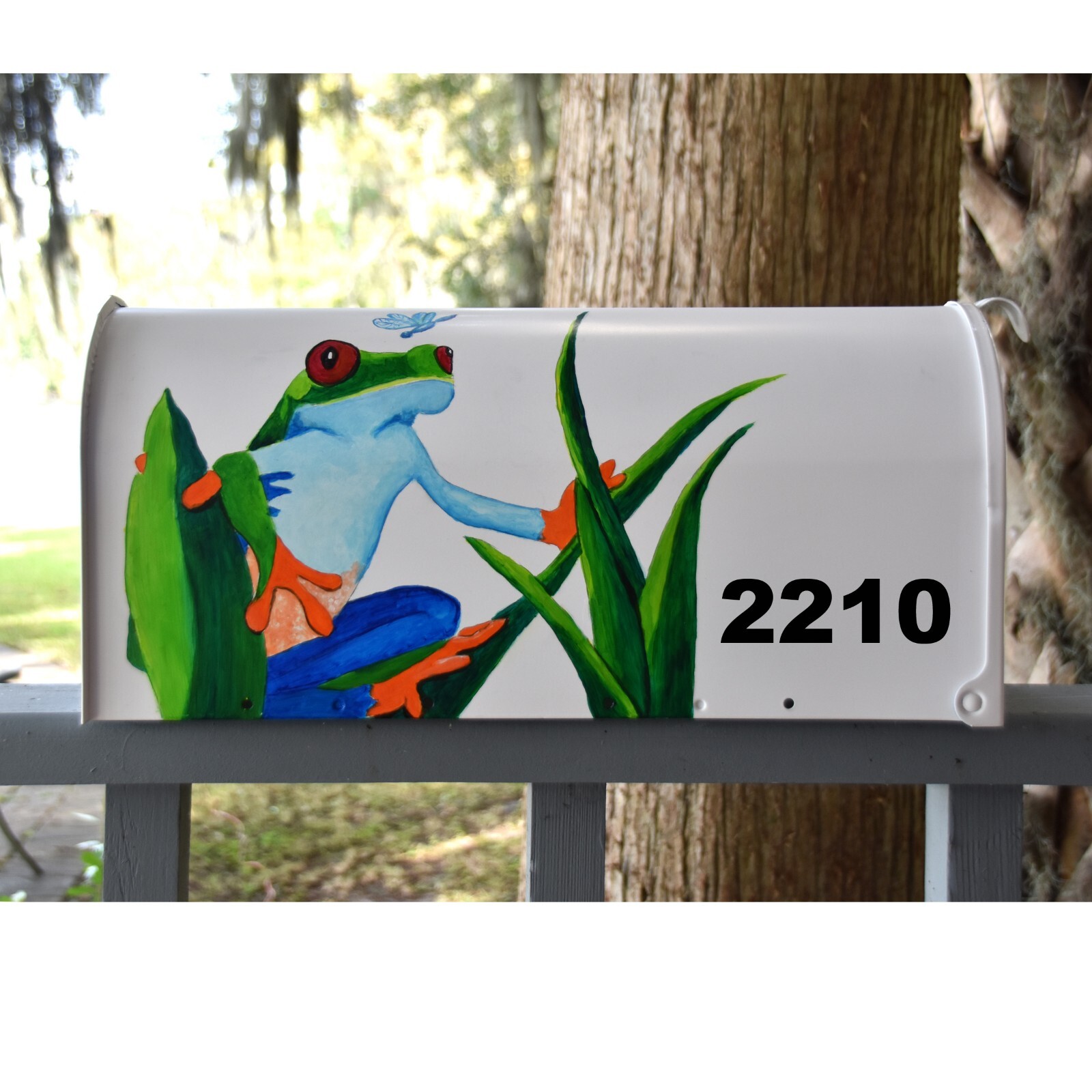 Custom Hand Painted Rain Tree Frog Mailbox gallery