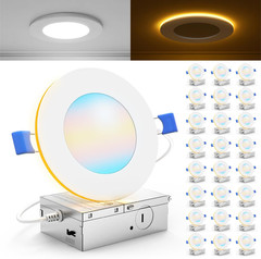 Sunco 24 Pack 4″ Dimmable LED Recessed Lights with Night Light, 900 LM