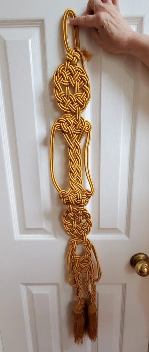 Macrame Asian Rope Tassel Wall Hanging Gold 40" Art Home Decor Boho Knots gallery