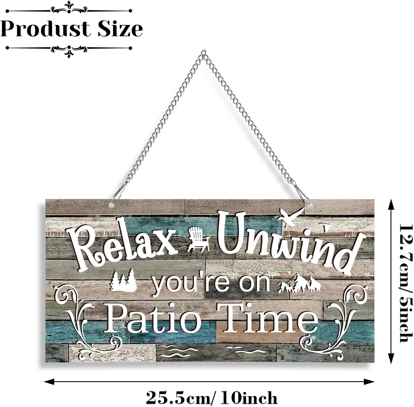 Rustic Metal Patio Sign Outdoor Wall Decor Farmhouse Hanging Porch Garden Art gallery