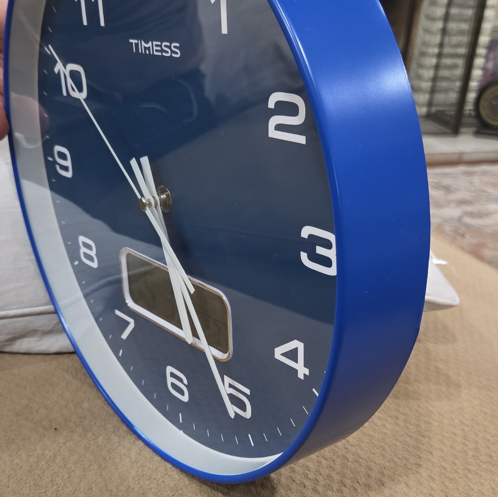TIMESS Round Blue Analog/Digital Hanging Wall Clock Quartz Calendar P59T-12-Blue gallery