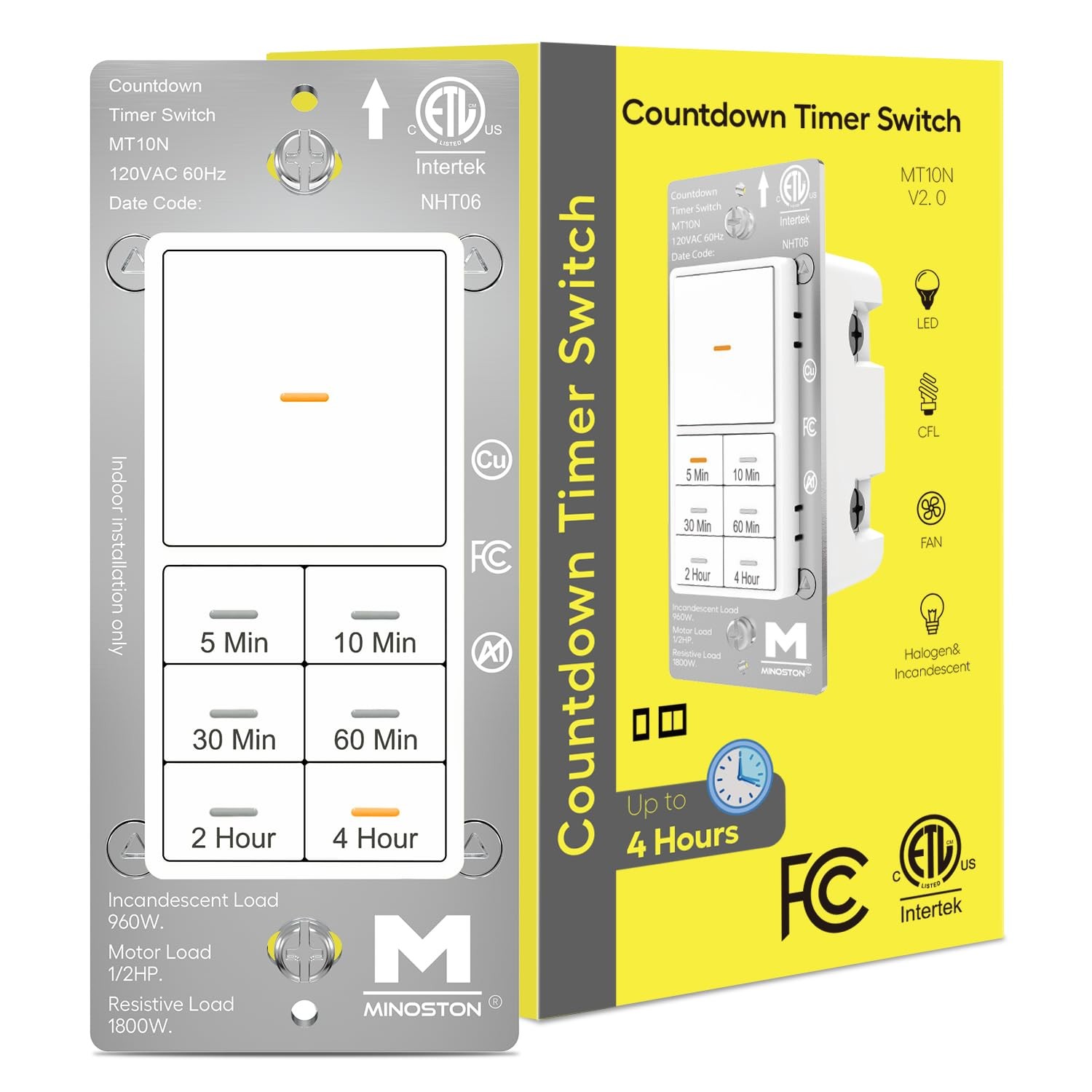 Countdown Timer Switch for Bathroom Fans and Lights 5/10/30/60 min 2/4 Hours ... gallery