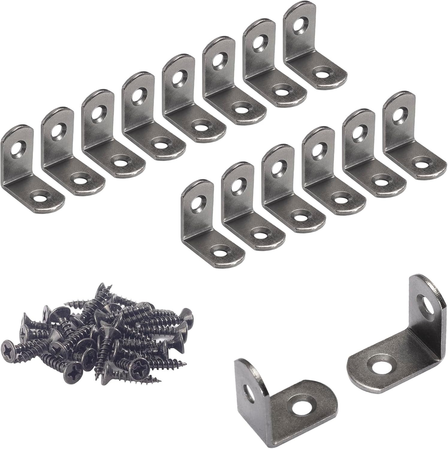 L Bracket 1" Corner Brace 90 Degree Right Angle Metal Support Fastener for Wood gallery