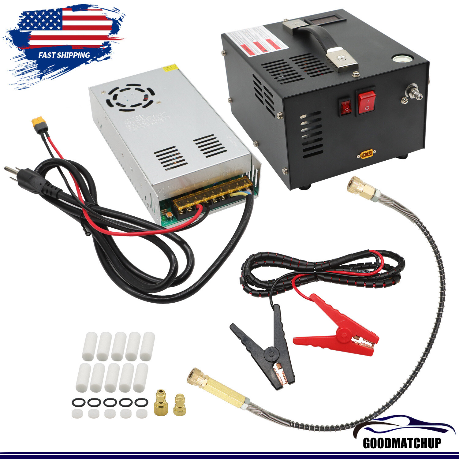 PCP Air Compressor w/Built-in Fan 4500PSI/30MPa Portable Manual-Stop US gallery