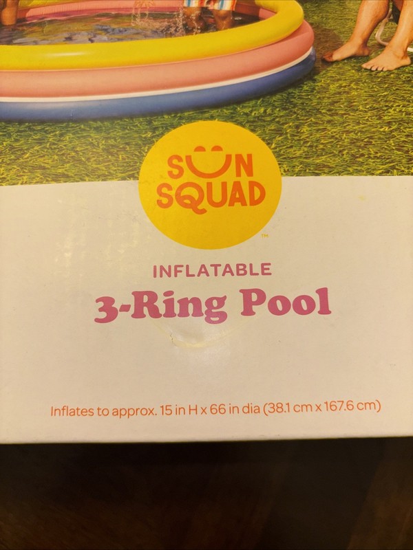 Sun Squad Inflatable 3 Ring Pool 105 gal Round Kiddie Pool - Yellow/Pink/Navy gallery