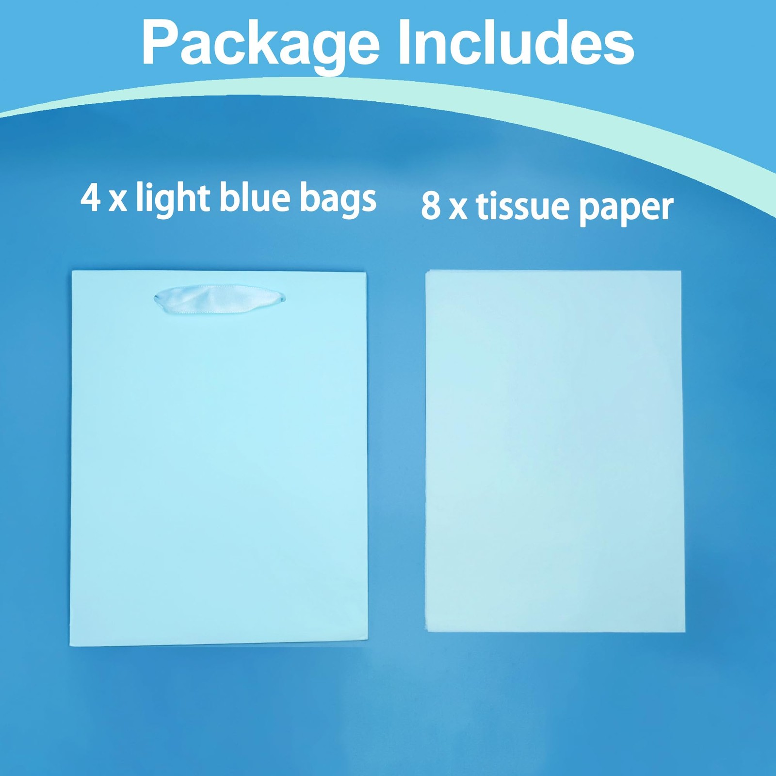 4 Pcs Medium Light Blue Gift Bags: 8x5x10 Inches Gift bags With Handles Party... gallery