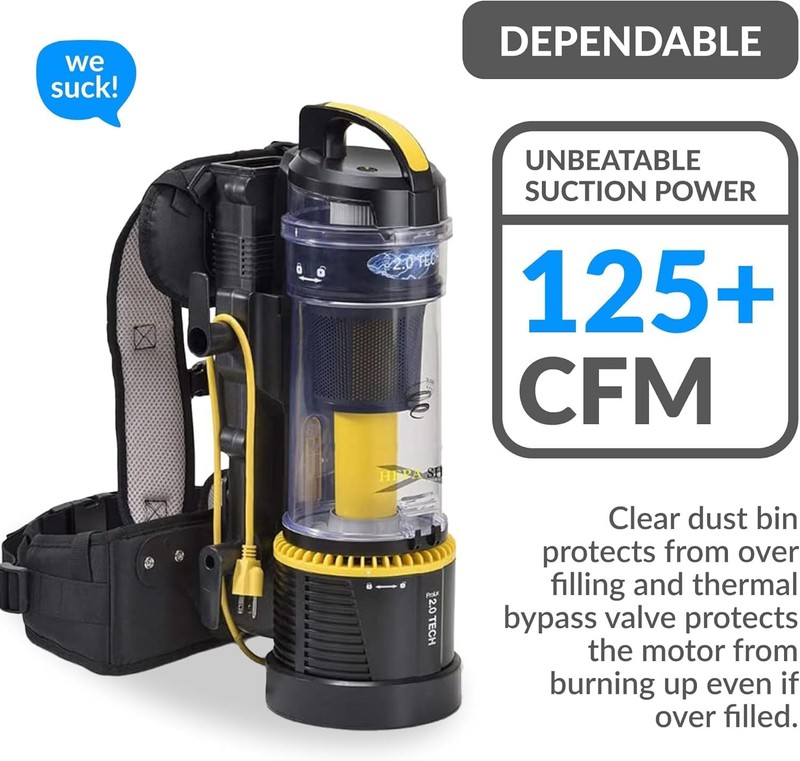 Prolux 2.0 Commercial Bagless Backpack Vacuum Cleaner with Electric Power Nozzle gallery
