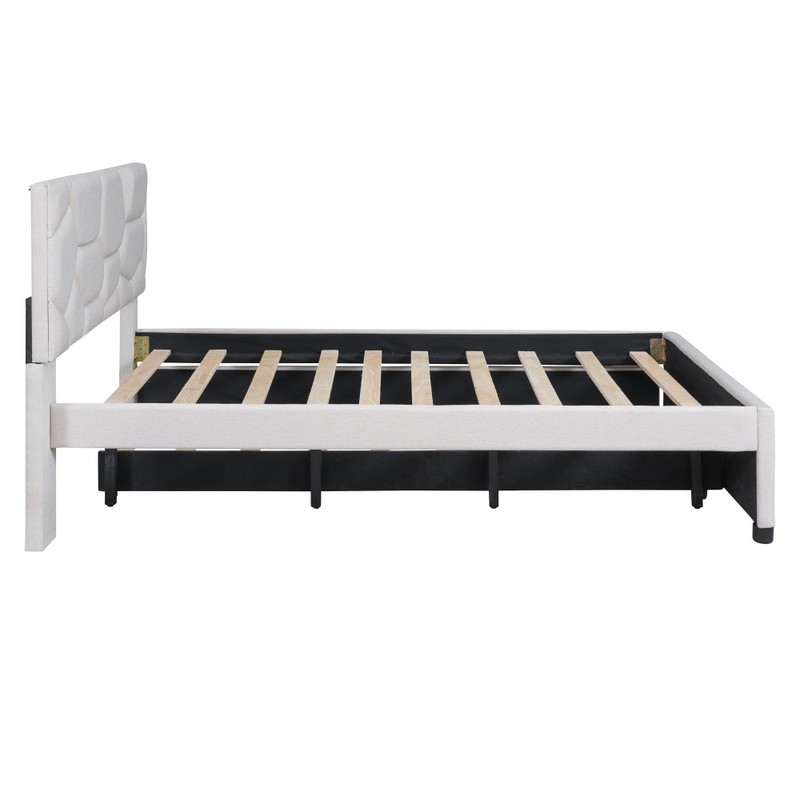 Full Size Upholstered Platform Bed with Brick Pattern Headboard and Twin Size gallery