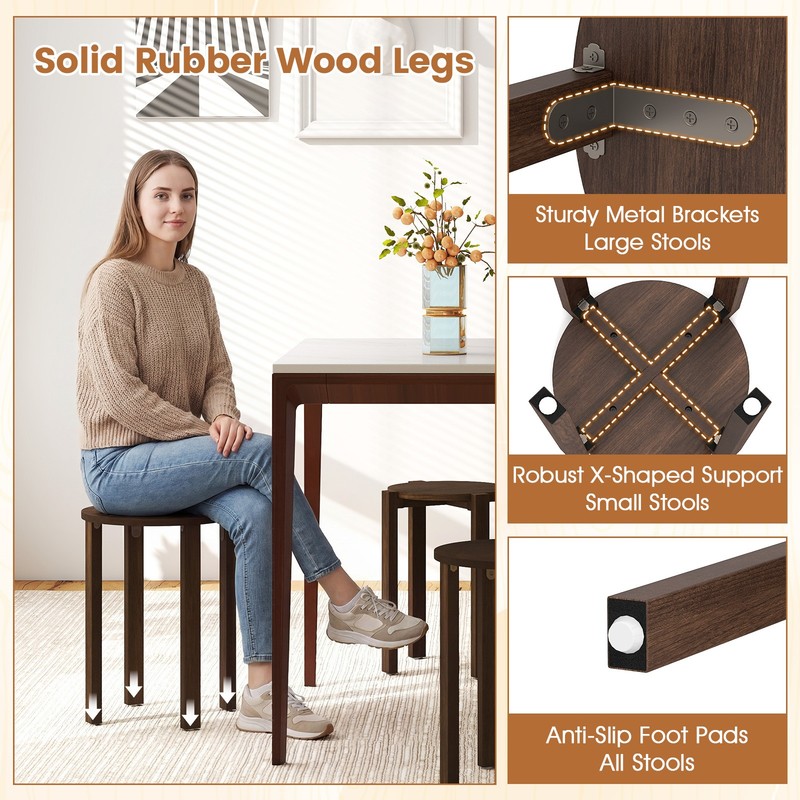 Stackable Stools Set of 4 w/Rolling Base Locking Casters for Kitchen Apartments gallery