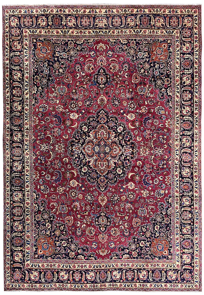 9.4 x 13.0 Quality Perrsian Mashaad Rug RICH BURGUNDY#F-6935 gallery