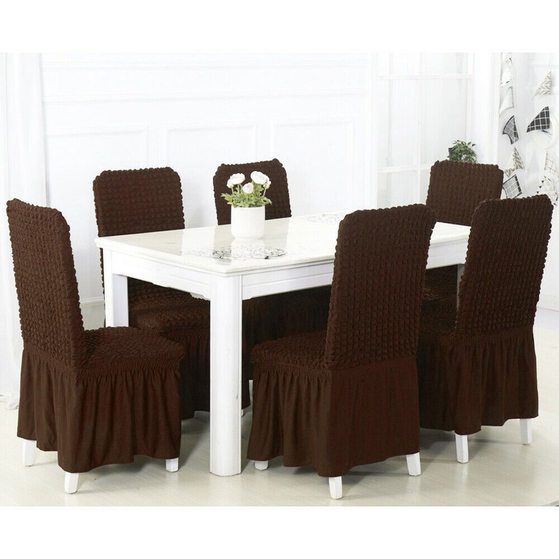 Bubble Lattice Slipcovers Stretch High Back Dining Room Chair Covers with Skirt gallery