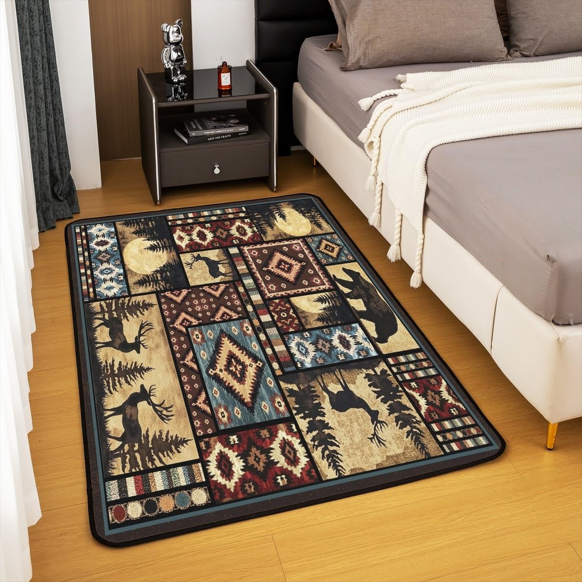 Erosebridal Buffalo Bear Rustic Area Rug 5X7Deer Farmhouse Cabin Decor Living gallery