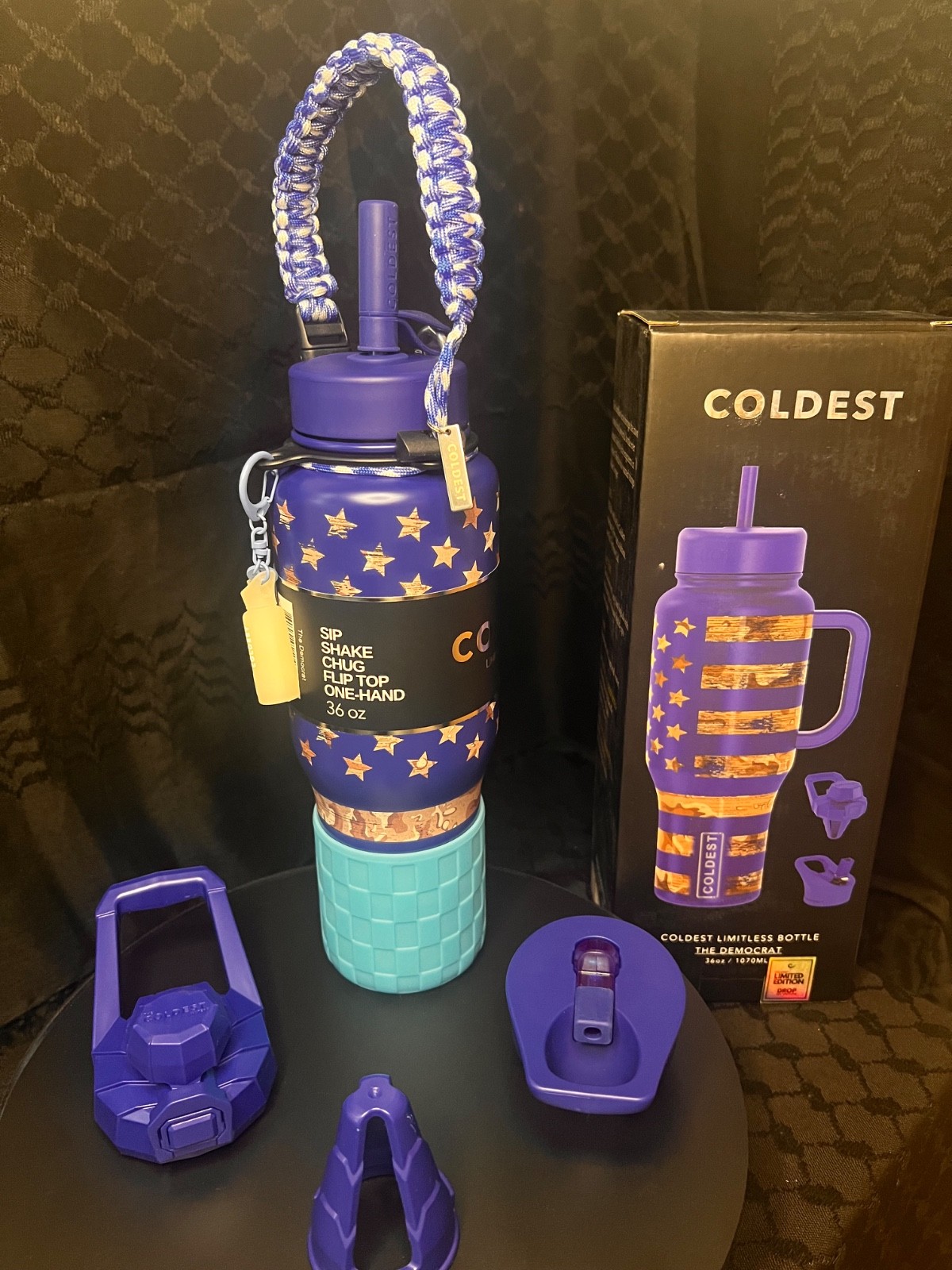 Rare Coldest 36oz THE DEMOCRAT Limited Edition Water Bottle w/Boot Cord & Mini gallery