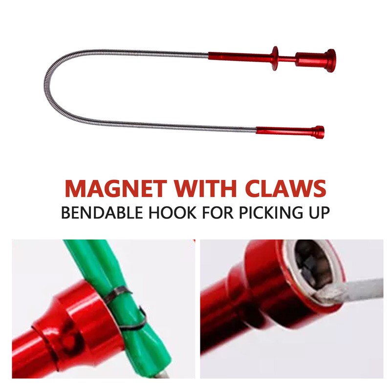 24" LED Magnetic Flexible Mechanic Claw Pick-Up Tool Spring Loaded Parts Grabber gallery