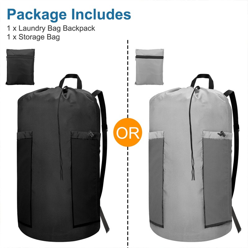 120L Large Laundry Bag Backpack with Straps & Two Mesh Pockets for College Dorm gallery