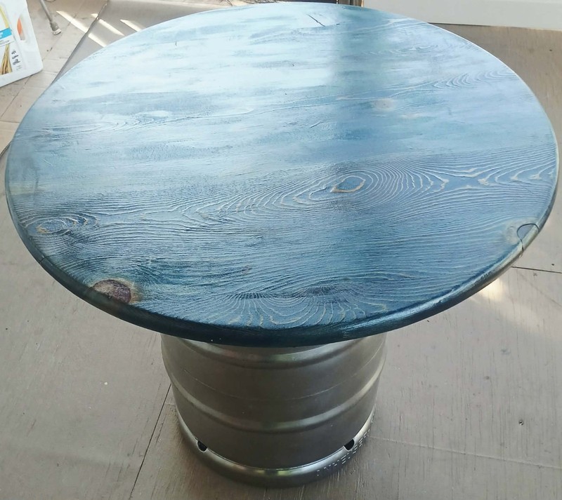 Custom made 25"in pine lounge keg table thats 30"in wide 25"in height gallery