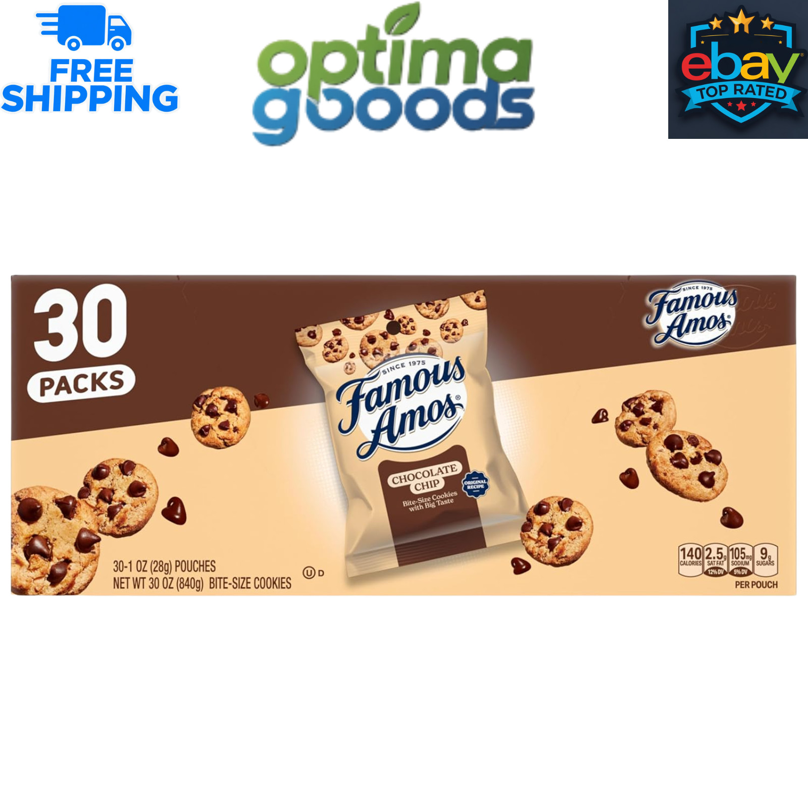 Famous Amos Original Recipe Chocolate Chip Bite Size Cookies 30 Pack 30 oz Box gallery