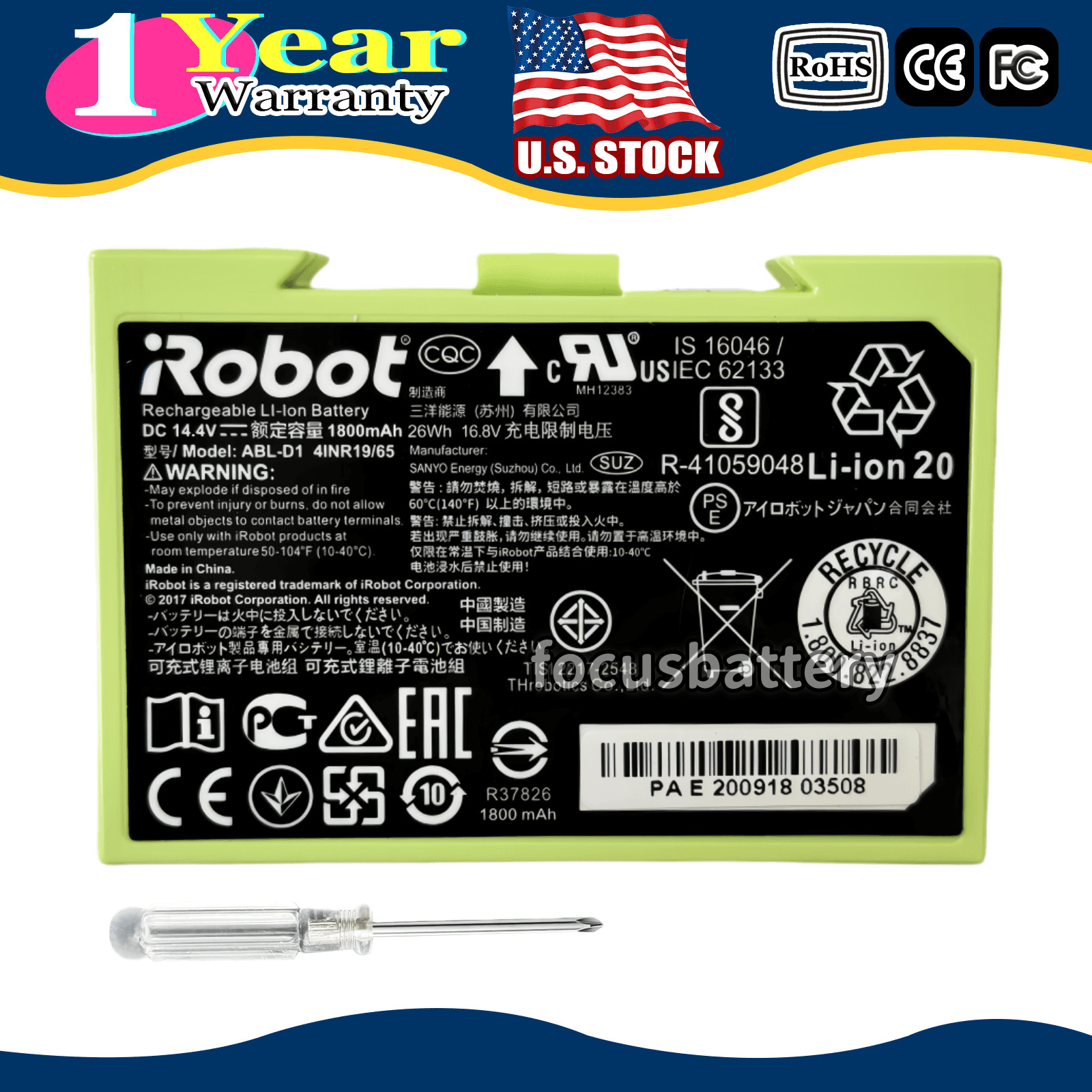 Genuine Battery For iRobot Roomba e5 e6 i1 i2 i3 i4 i5 i6 i7 i7+ i8 j5+ J6 J7 US gallery