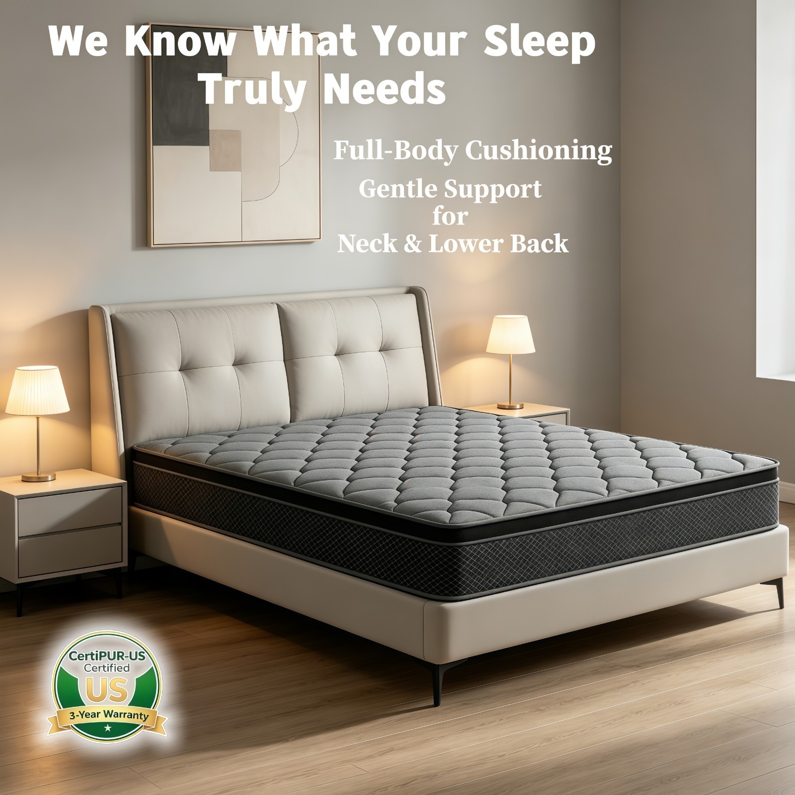 12'' King Pocket Spring Hybrid Mattress with Gel Memory Foam Medium Soft In Box gallery