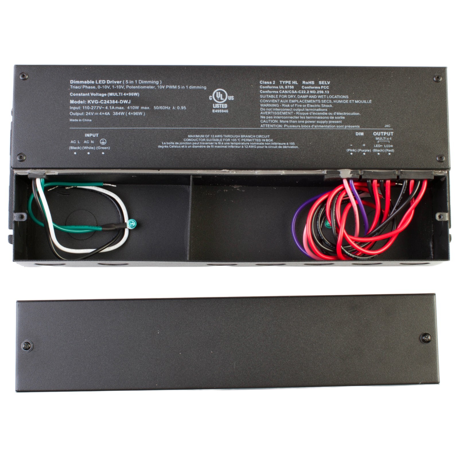 UL listed 24v dimmable LED driver 384w Class 2 Triac 0-10v ( 96wx4 ) for LED gallery