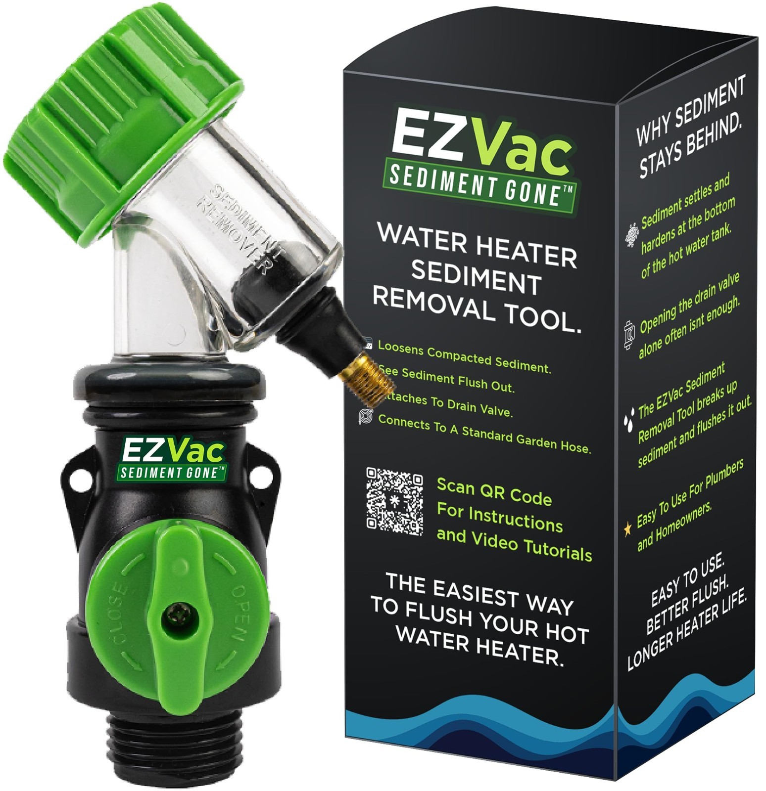 EZVac Water Heater Sediment Removal Tool – Flushes & Breaks Up Clogs gallery