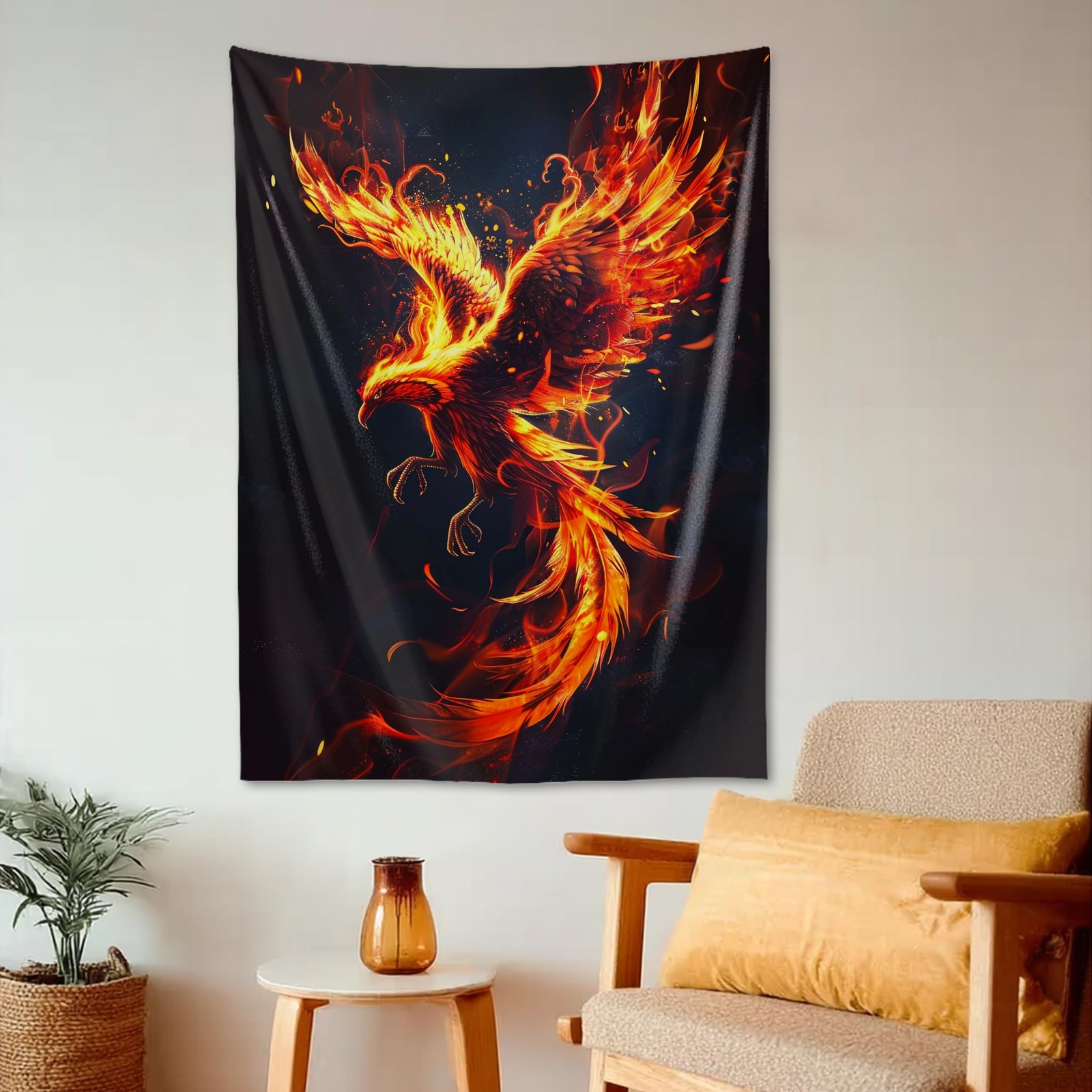 Large Tapestry Wall Hanging Decor Fire Bird Flamebird Phoenix Rising Cool Wal... gallery