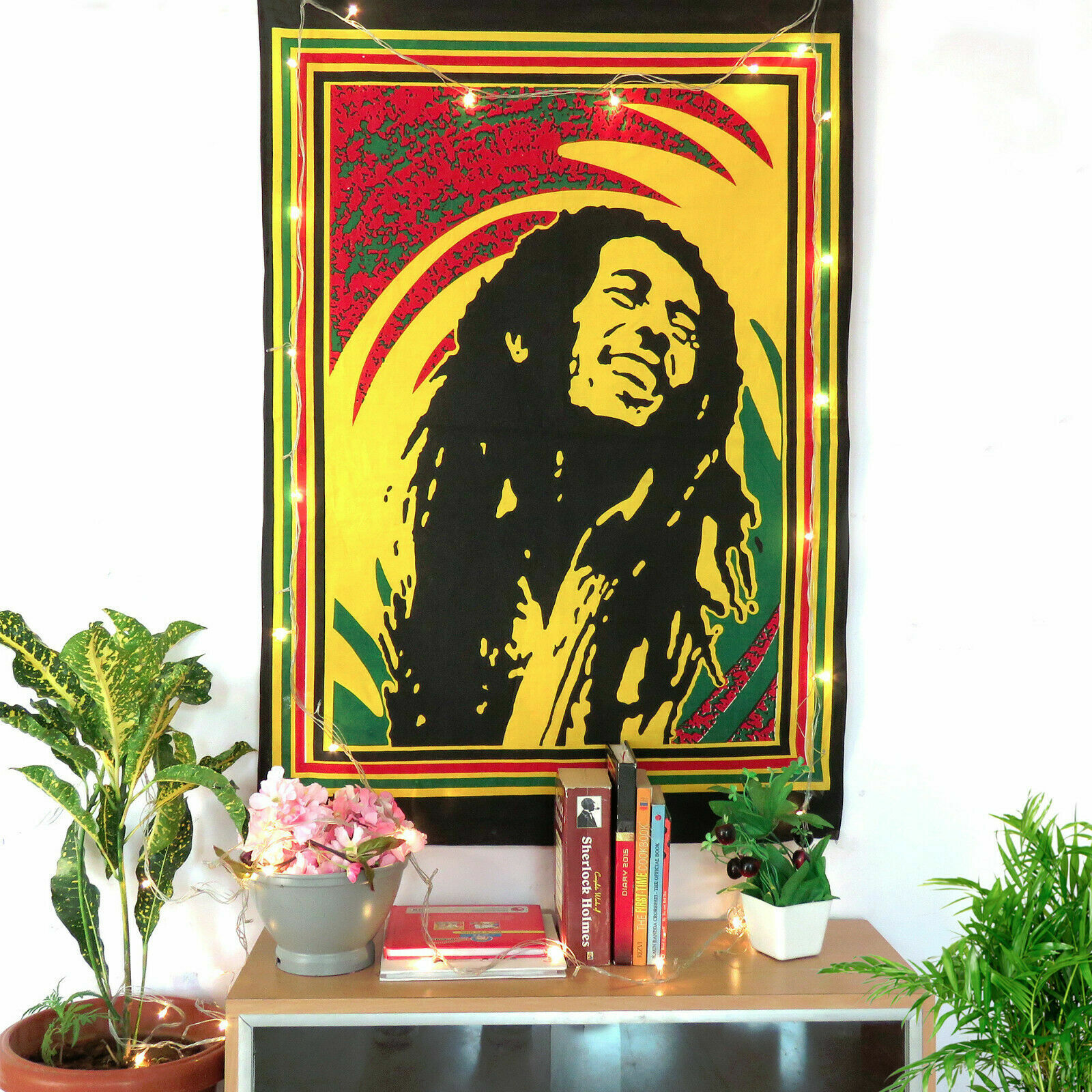 Bohemian Hippie Poster Wall tapestry Bob Marley Music Small Wall Art Tapestries gallery