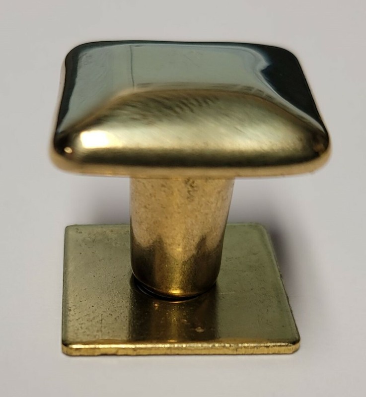 3/4" Solid Polished Brass Square knob pull back plate rustic desk small cabinet gallery