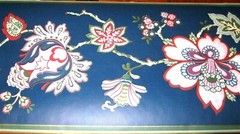 Wallpaper Border Traditional Floral Flower Navy Blue Green Trim 3801B NIP