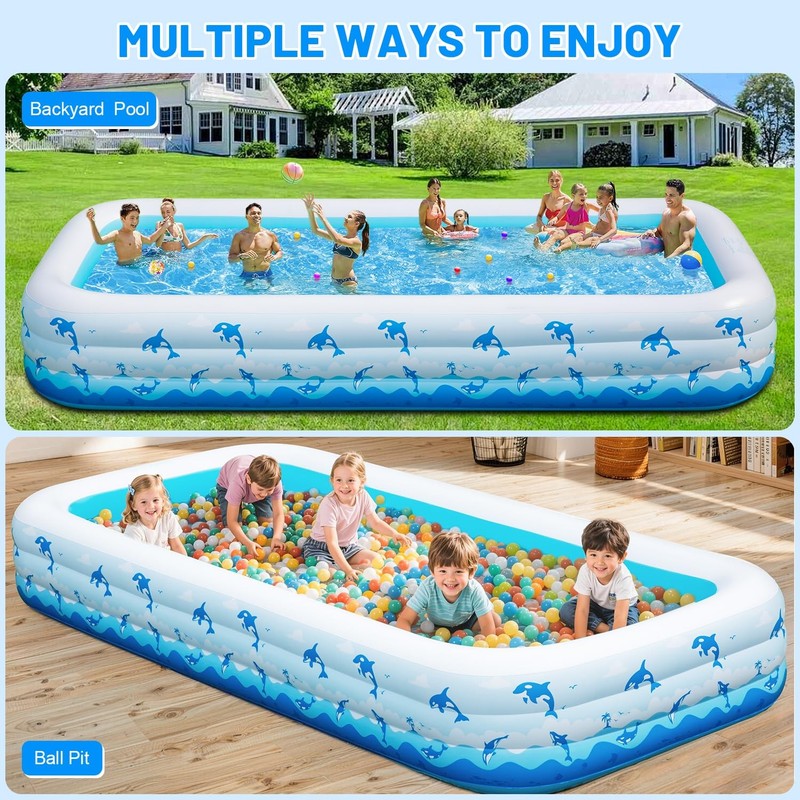 Extra Large Inflatable Swimming Pool 165 x 76 x 22 Oversized Blow Up Pool for gallery