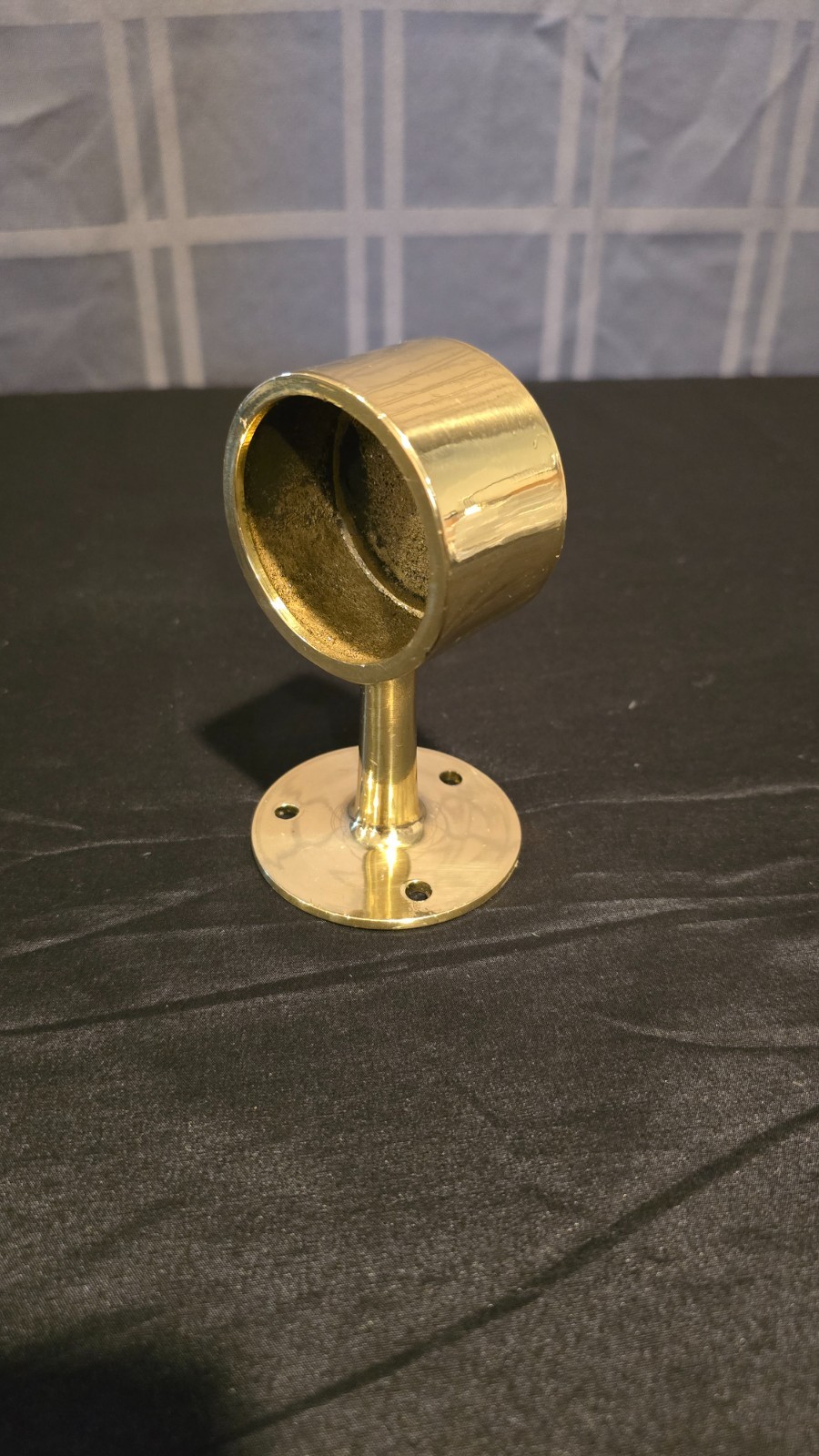 Solid Brass Handrail End Cap Bracket Flush Fitting 2in Dia 2.5in Base NOS gallery