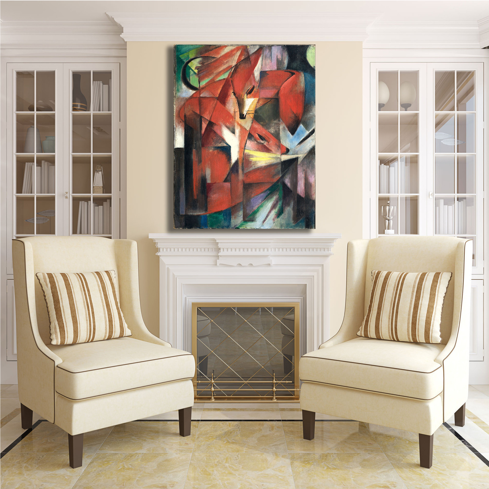 Franz Marc the Foxes Design Painting Canvas Print Frame Home Decor gallery